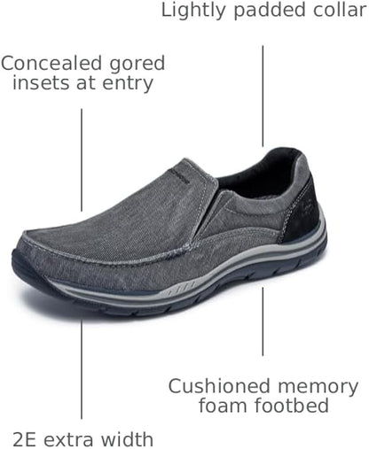 Skechers Expected Avillo Shoes Men's Slip-On Casual Vintage Washed Black Size 14