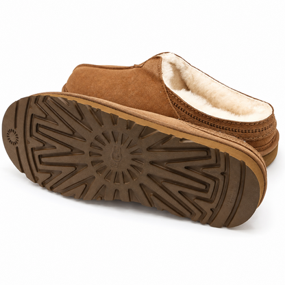 UGG Neuman Slippers Men's Sheepskin Suede Chestnut 1113631-CHE Size 12