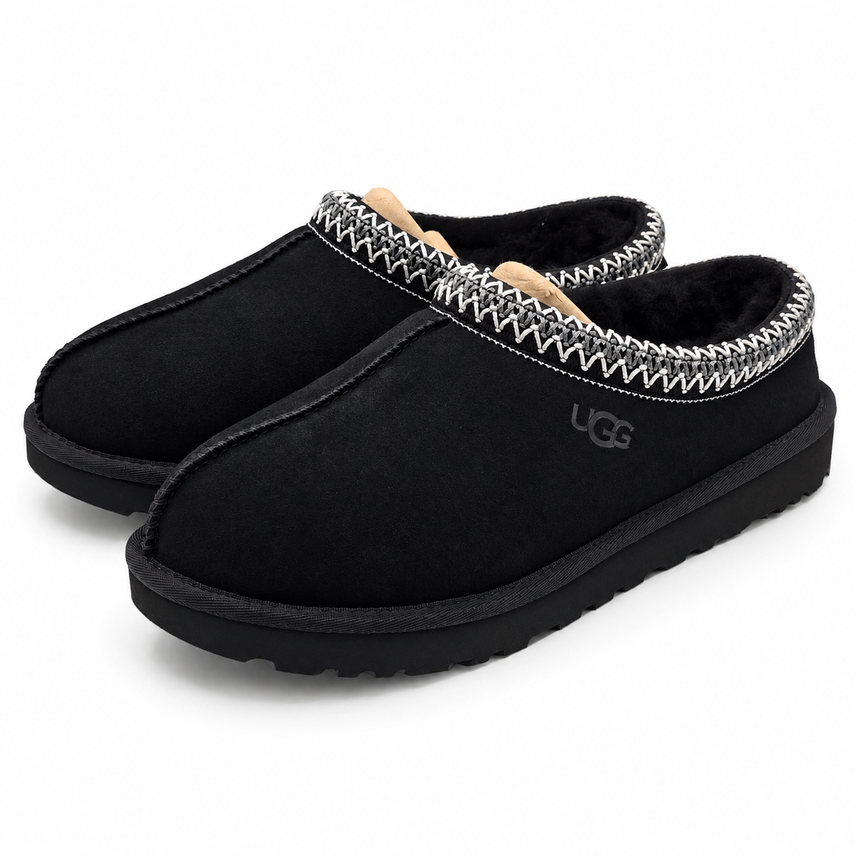 UGG Tasman II Womens 8 Black Suede Sheepskin Lined Slip On Slippers 1174470