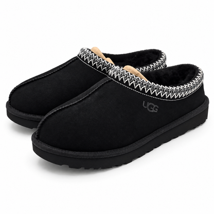 UGG Tasman II Womens 8 Black Suede Sheepskin Lined Slip On Slippers 1174470