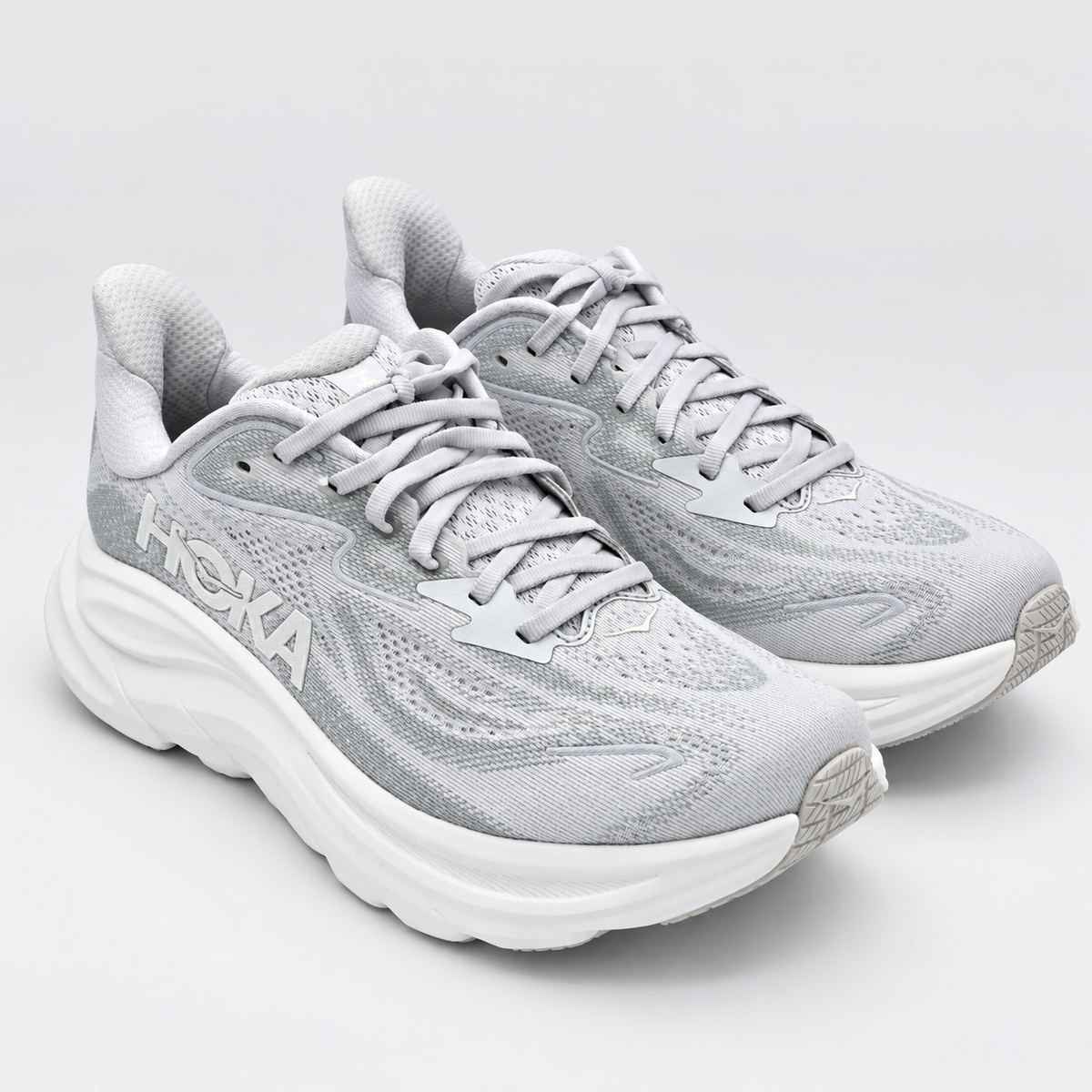 HOKA Clifton 10 Women's 9 D Wide Cosmic Grey Stardust Cushioned Running Shoes