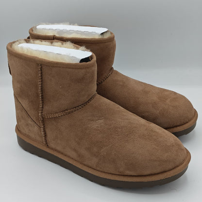Kirkland Signature Women's Suede Shearling Winter Straight Edge Boot, Tan Havane