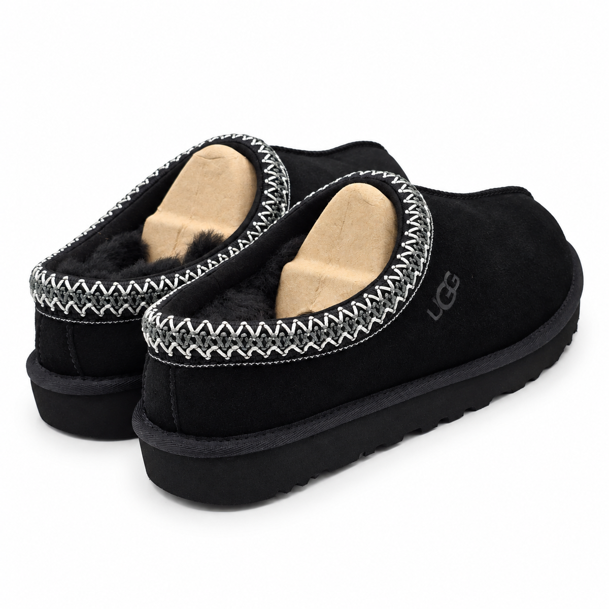 UGG Tasman II Womens 8 Black Suede Sheepskin Lined Slip On Slippers 1174470