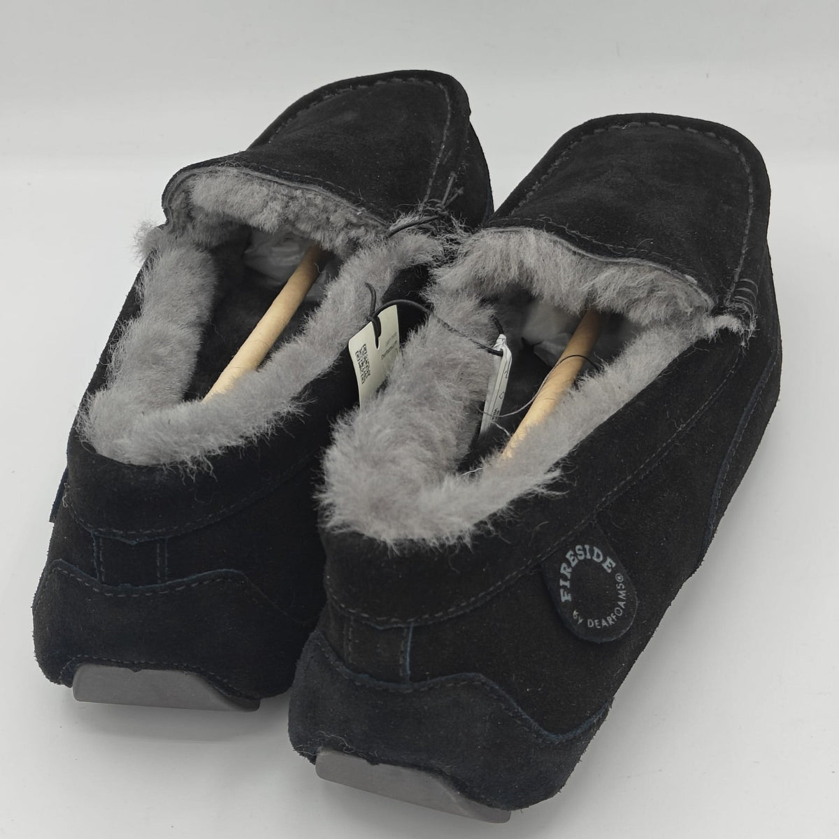Fireside By Dearfoams Men's Melbourne Genuine Shearling Moccasin Black