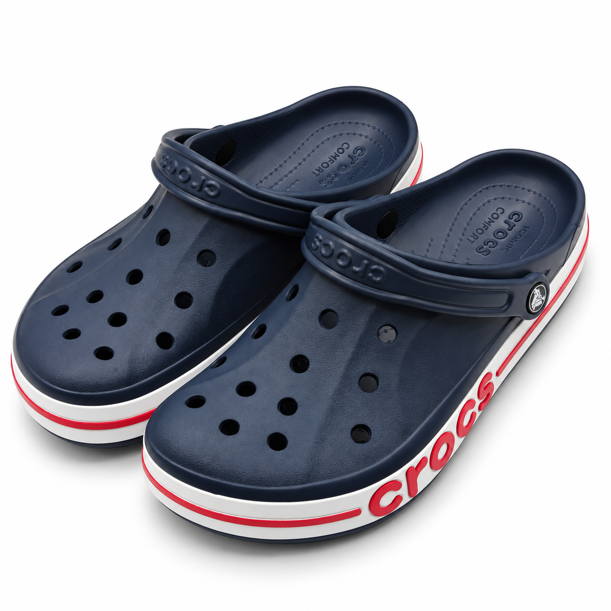 Crocs Bayaband Clogs Men 9 Women 11 Navy Pepper Blue Slip On Comfort Shoe 205089