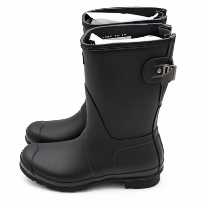 Hunter Original Back Adjustable Short Rain Boots Womens 9 Navy Waterproof Matte