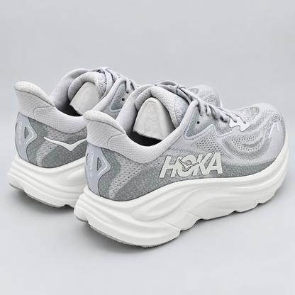 HOKA Clifton 10 Women's 9 D Wide Cosmic Grey Stardust Cushioned Running Shoes