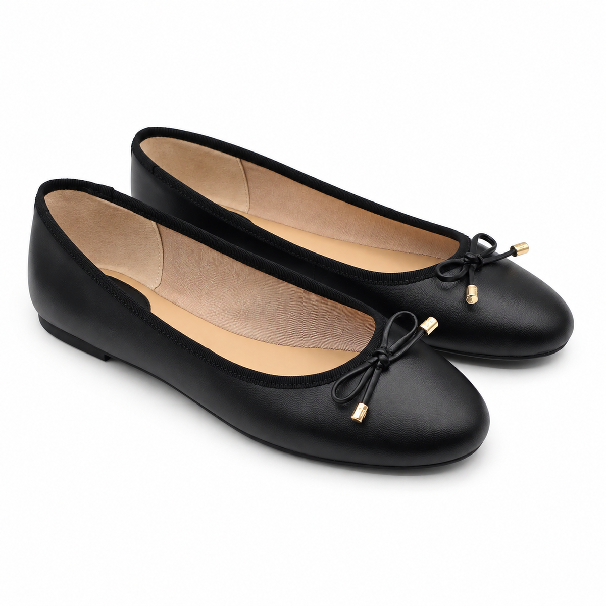 Ted Baker Womens Black Leather Ballet Flats Bow Almond Toe Slip On Pick Size