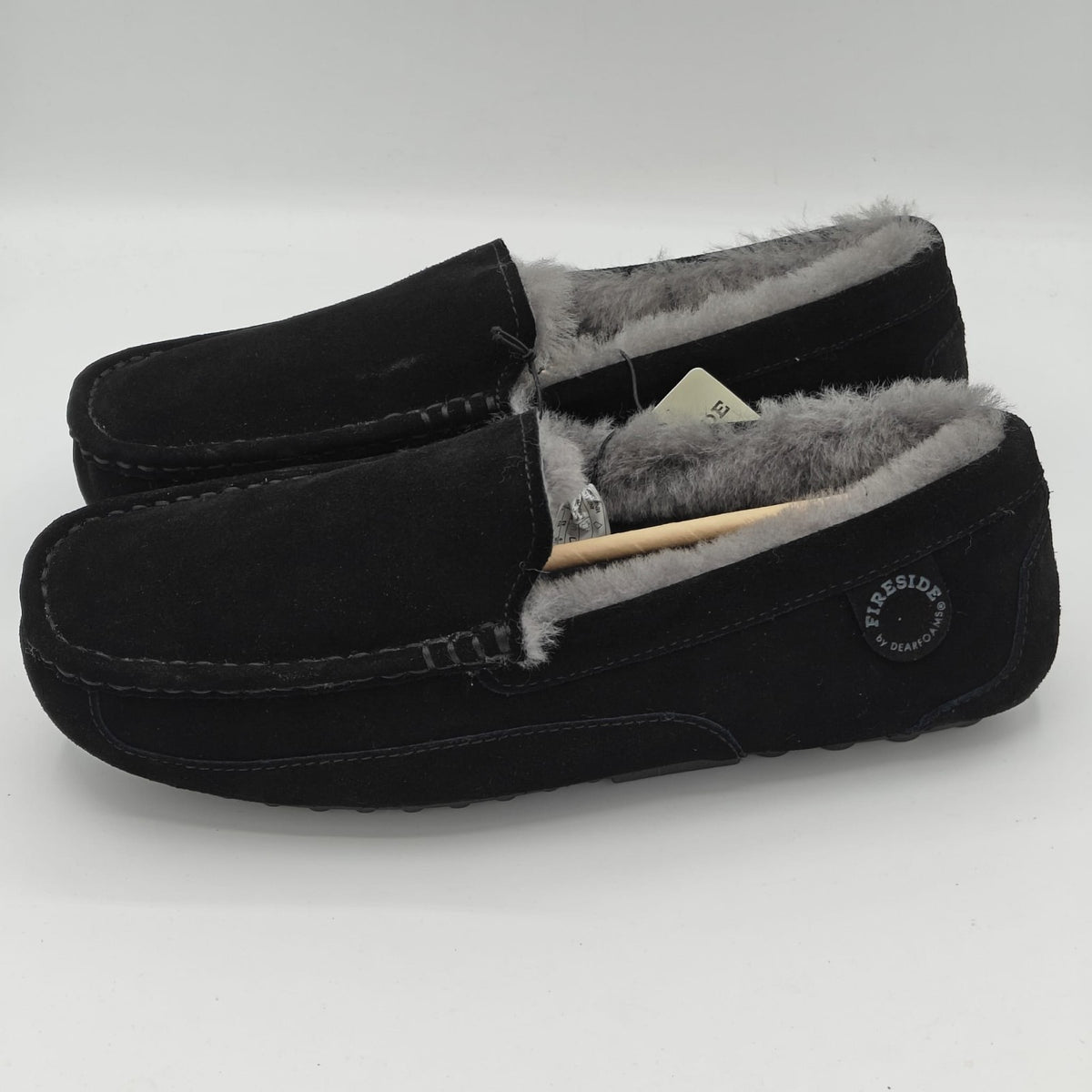 Fireside By Dearfoams Men's Melbourne Genuine Shearling Moccasin Black