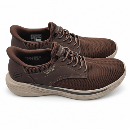 Skechers Swift Fit Mens Brown Hands Free Memory Foam Walking Sneakers Pick Size