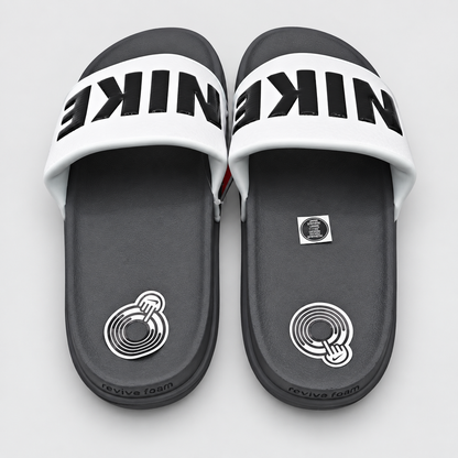 Nike Offcourt Mens Slides Size 9 Dark Grey Black White Foam Sandals BQ4639-001