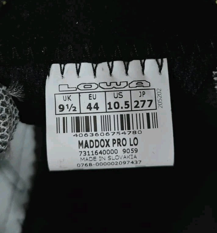 LOWA Maddox Pro GTX Lo Gore-Tex Waterproof Grey Men's 10.5 EU44 Trail Hiking