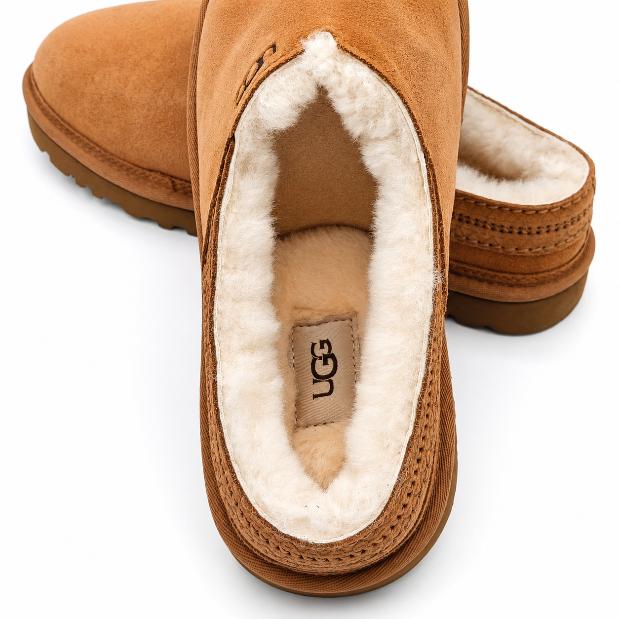 UGG Neuman Slippers Men's Sheepskin Suede Chestnut 1113631-CHE Size 12