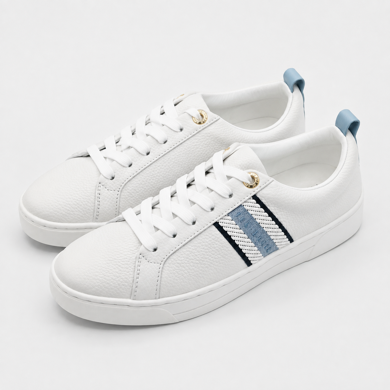Ted Baker Bailey Icon Leather Tennis Sneakers Blue Multi Women's Pick Size