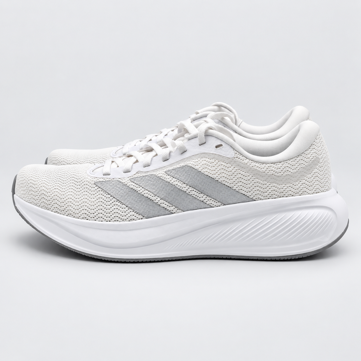 adidas Response Runner 2 Womens 8.5 White Silver Cloudfoam Running Shoes KJ1738