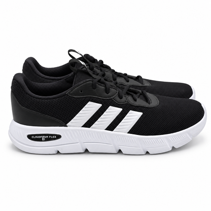 adidas Cloudfoam Flex Laces Mens Wide Black White Walking Shoes HQ4854 Pick Size