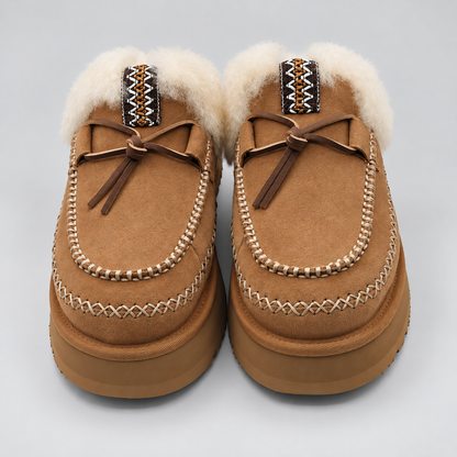 UGG Disquette Alpine Slippers Women US 9 EU 40 Chestnut Suede Platform 1158260
