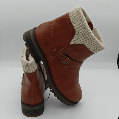 JSport Womens Violet Brown Boots with Knit Cuff and Memory Foam Comfort