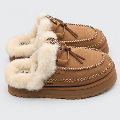 UGG Disquette Alpine Slippers Women US 9 EU 40 Chestnut Suede Platform 1158260