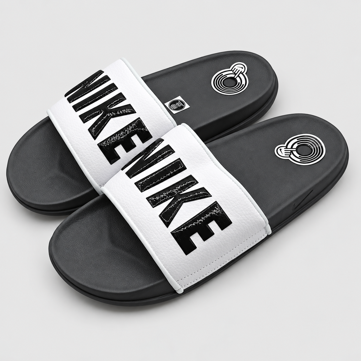Nike Offcourt Mens Slides Size 9 Dark Grey Black White Foam Sandals BQ4639-001
