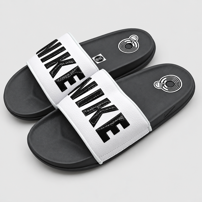 Nike Offcourt Mens Slides Size 9 Dark Grey Black White Foam Sandals BQ4639-001
