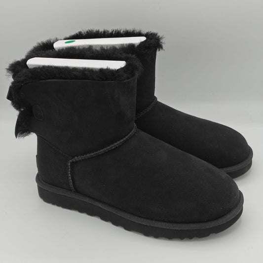 Authentic New UGG brand Women's Mini Bailey Bow II Black Soft Ankle Boots