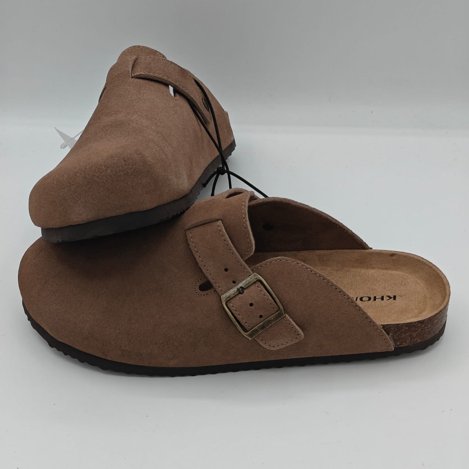 Khombu Damian Mule Slippers Men's Suede Clog Comfort Taup Boston Style Pick Size