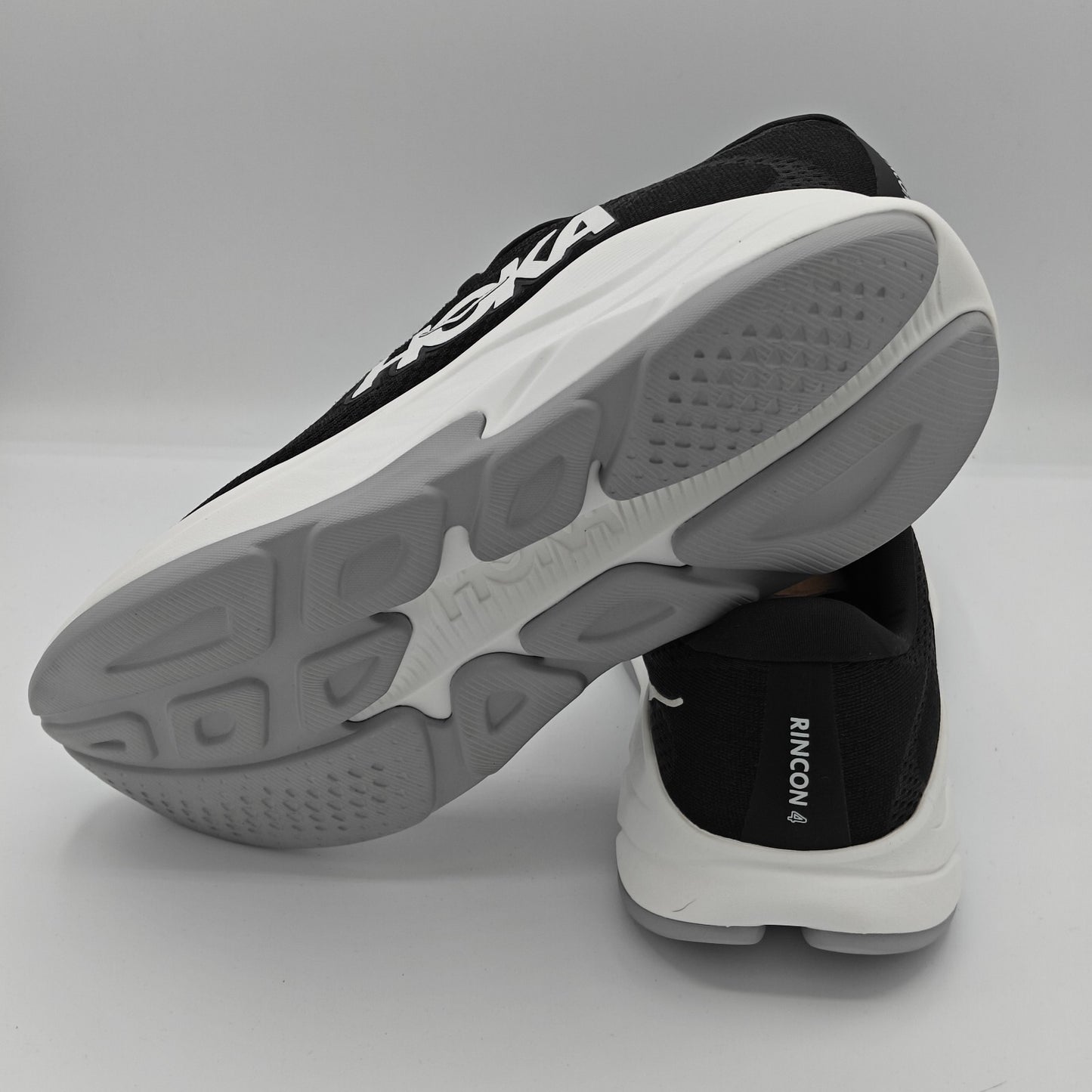 Hoka One Rincon 4 Black White Women 10B Athletic Running Shoe