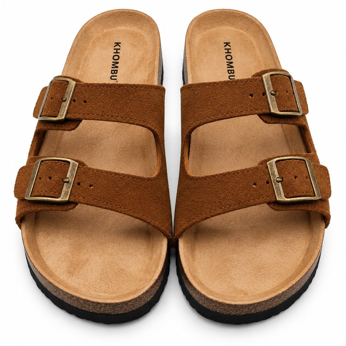 Khombu Ashville Women's Brown Suede Double Buckle Slide Sandals Pick Size