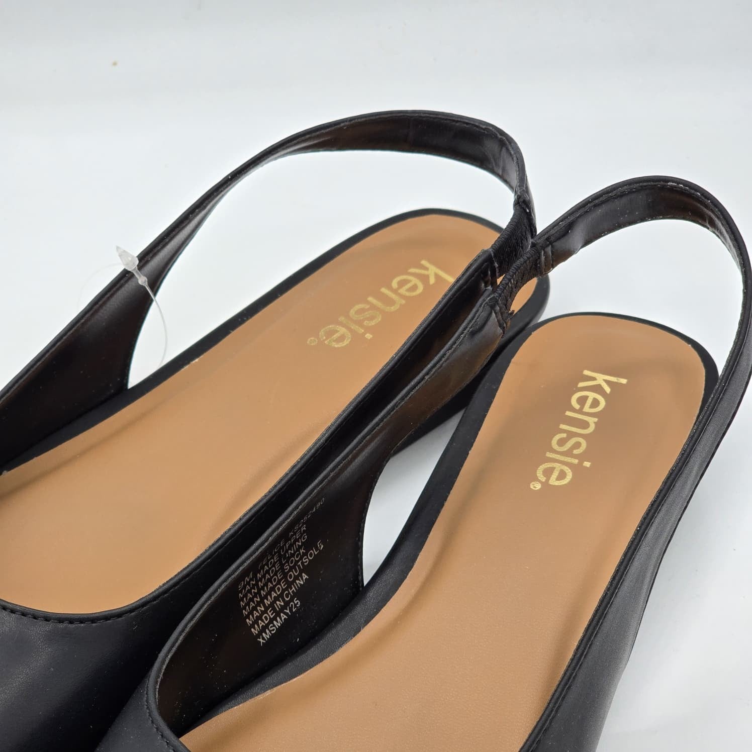 Kensie Women's Felice Slingback Flats Black Pointed Toe Casual Dress Shoes