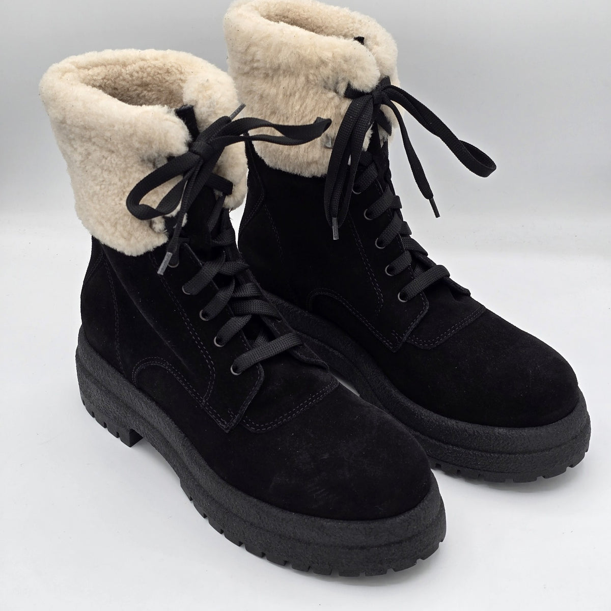 La Canadienne Victor Boots Women's Suede Shearling Black 6089027 Size 9