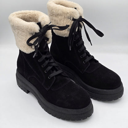 La Canadienne Victor Boots Women's Suede Shearling Black 6089027 Size 9