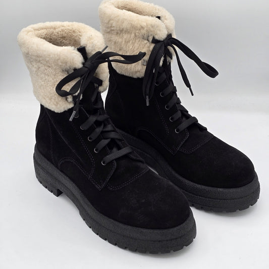 La Canadienne Victor Boots Women's Suede Shearling Black 6089027 Size 9