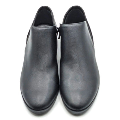 Kensie "Sammy" Faux Pebbled Leather w/ Block Heel & Side Zip Closure (Black) NEW