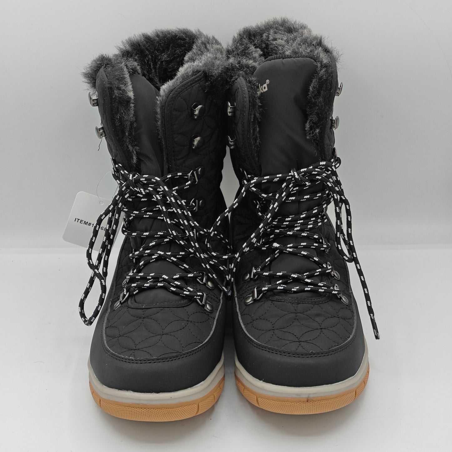 Chooka Women's Belltown Black  Mid Faux Fur Insulated Winter Snow Boots