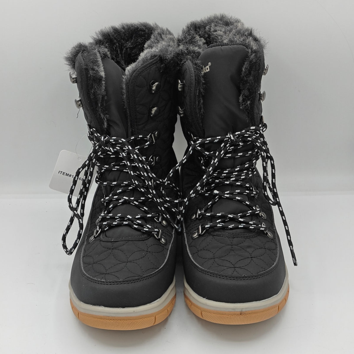 Chooka Women's Belltown Black  Mid Faux Fur Insulated Winter Snow Boots