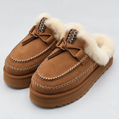 UGG Disquette Alpine Slippers Women US 9 EU 40 Chestnut Suede Platform 1158260