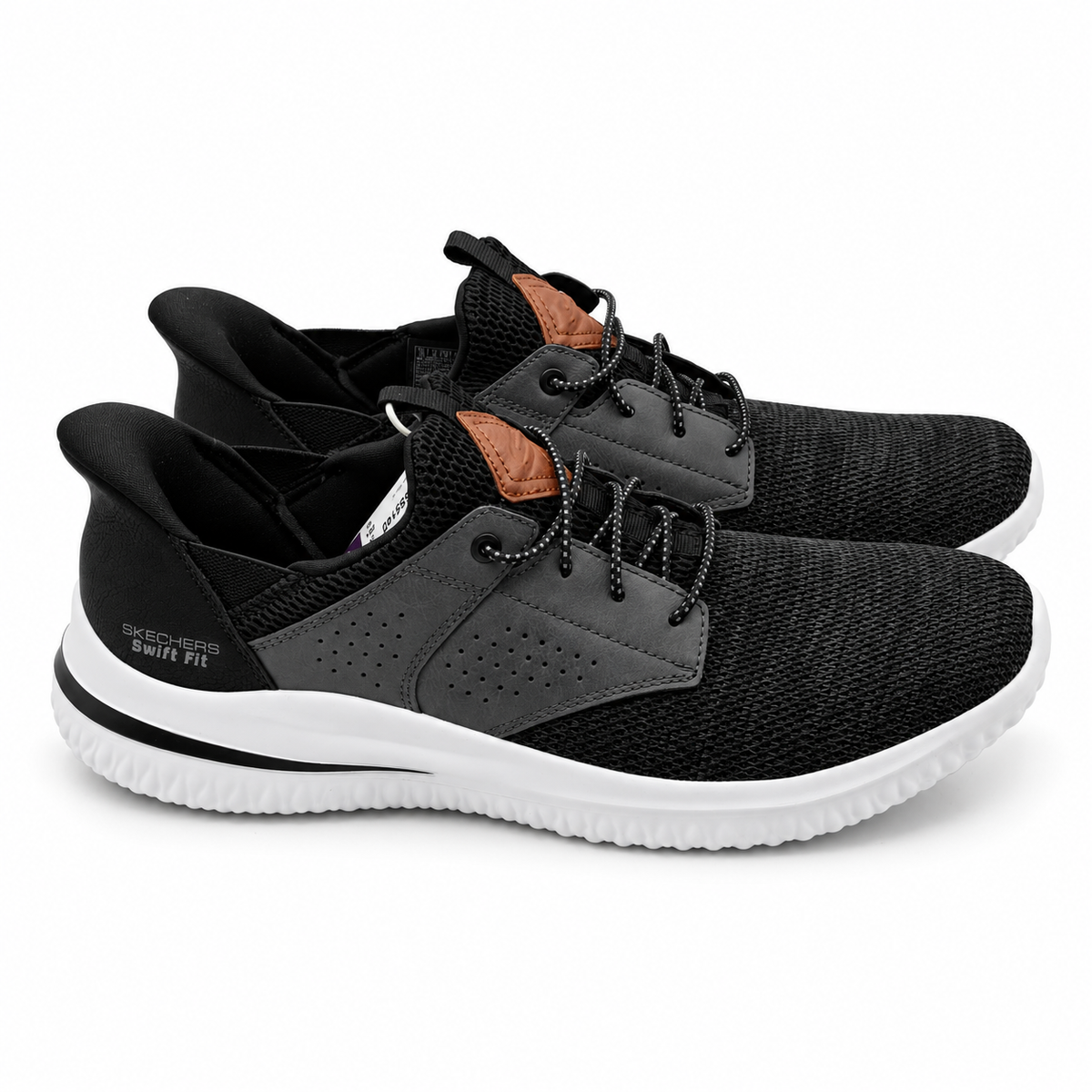 Skechers Delson 3.0 Swift Fit Mens Black Gray Hands Free Slip On Shoes Pick Size