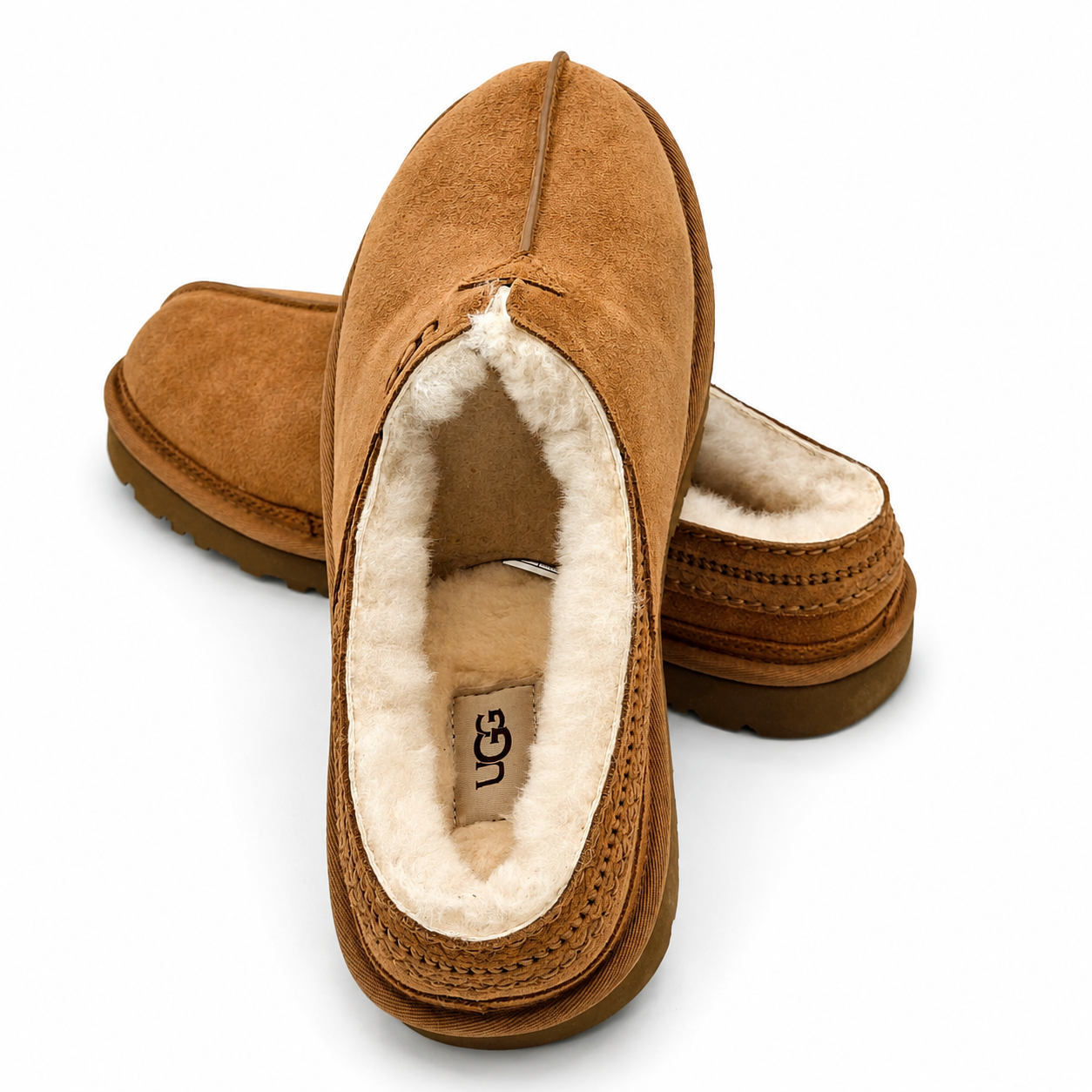 UGG Neuman Slippers Men's Sheepskin Suede Chestnut 1113631-CHE Size 12