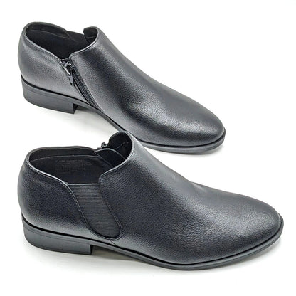 Kensie "Sammy" Faux Pebbled Leather w/ Block Heel & Side Zip Closure (Black) NEW