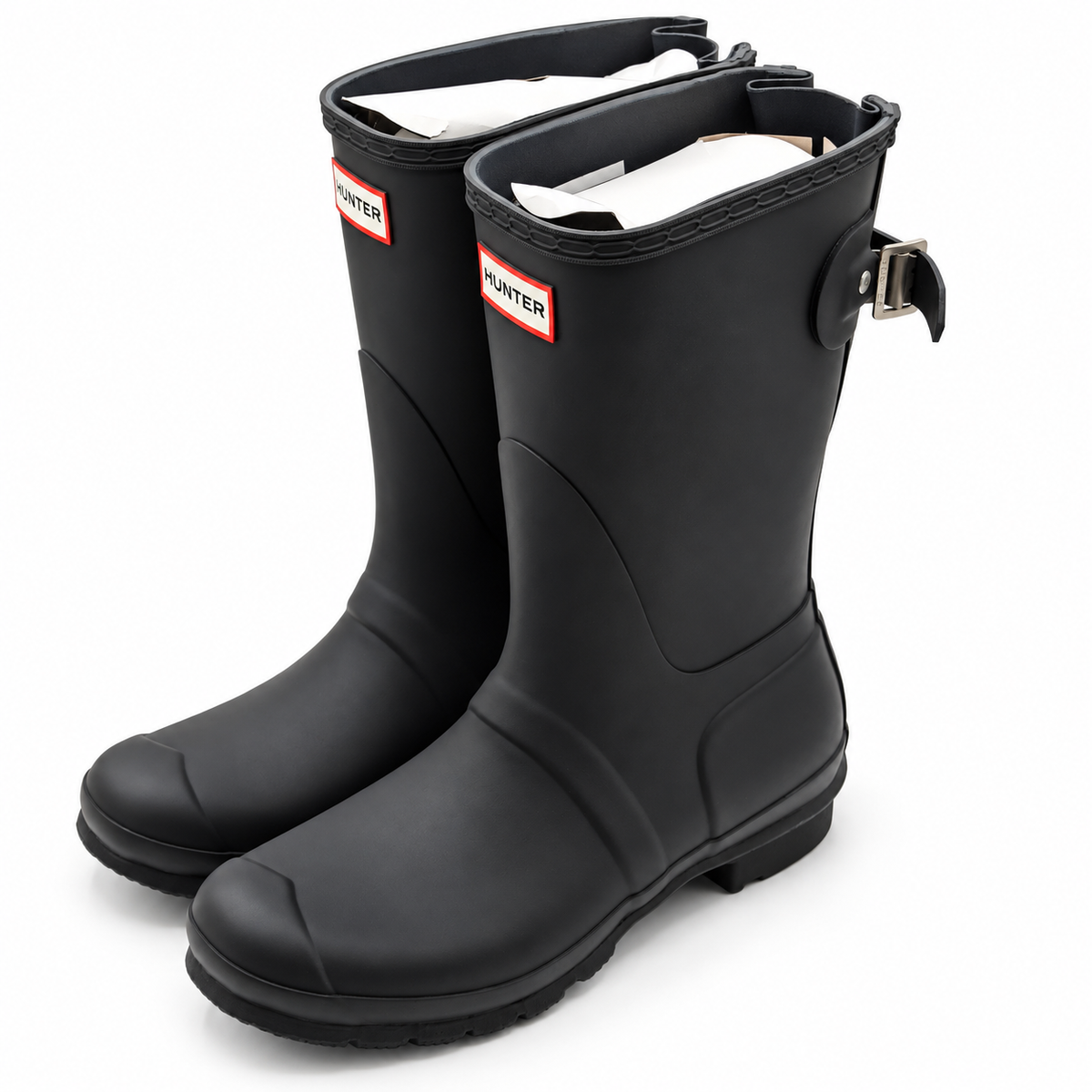 Hunter Original Back Adjustable Short Rain Boots Womens 9 Navy Waterproof Matte