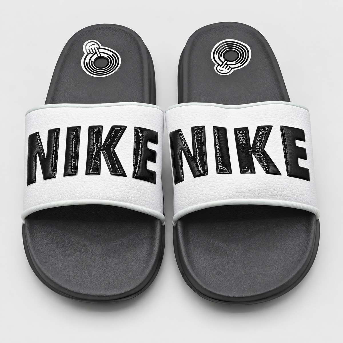 Nike Offcourt Mens Slides Size 9 Dark Grey Black White Foam Sandals BQ4639-001