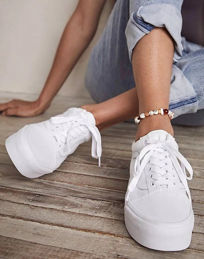 Vans Old Skool Platform Sneakers True White VN0A3B3UW00 Women's 6.5 Men's 5