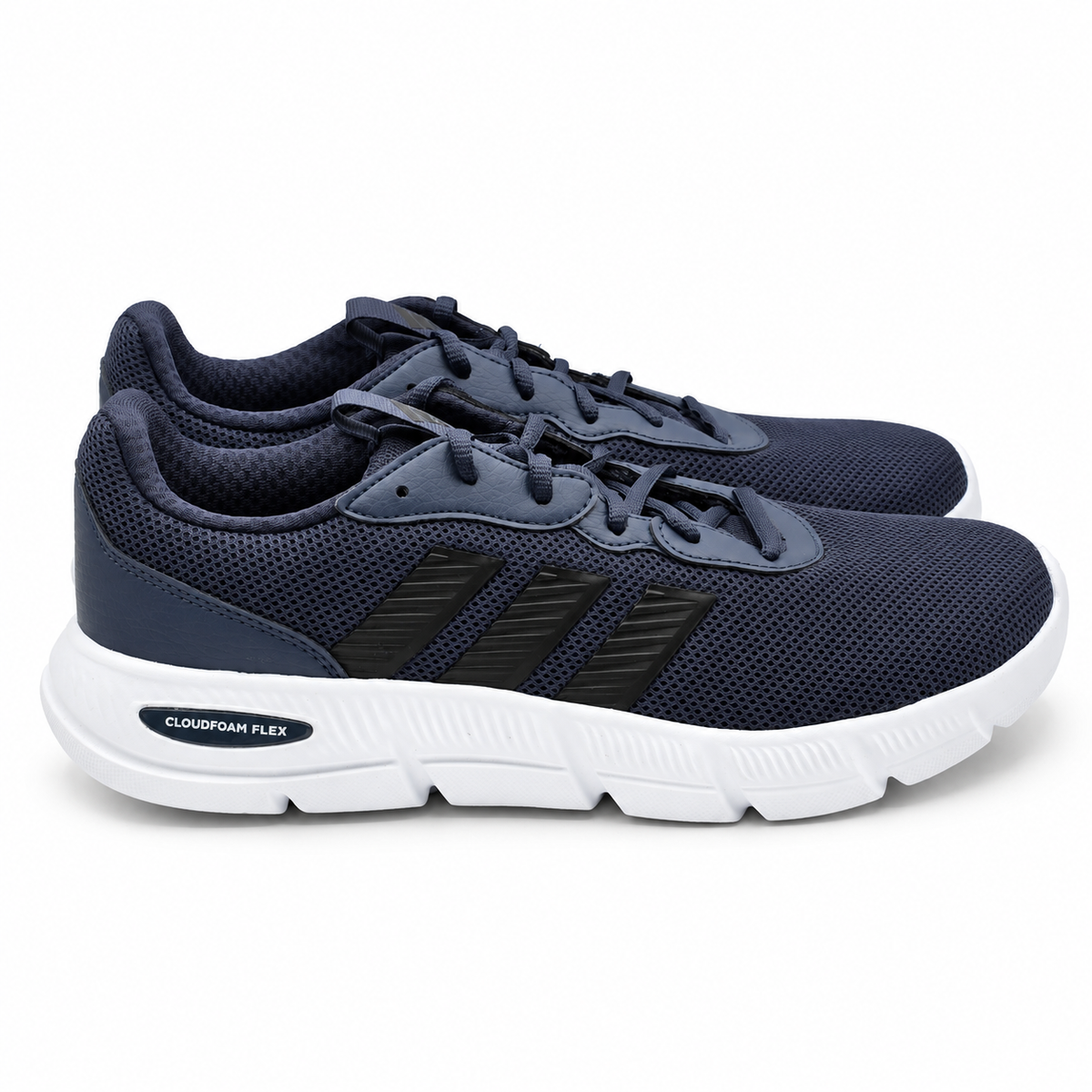 adidas Cloudfoam Flex Laces Mens Wide Navy Walking Sneakers HQ4853 Pick Size