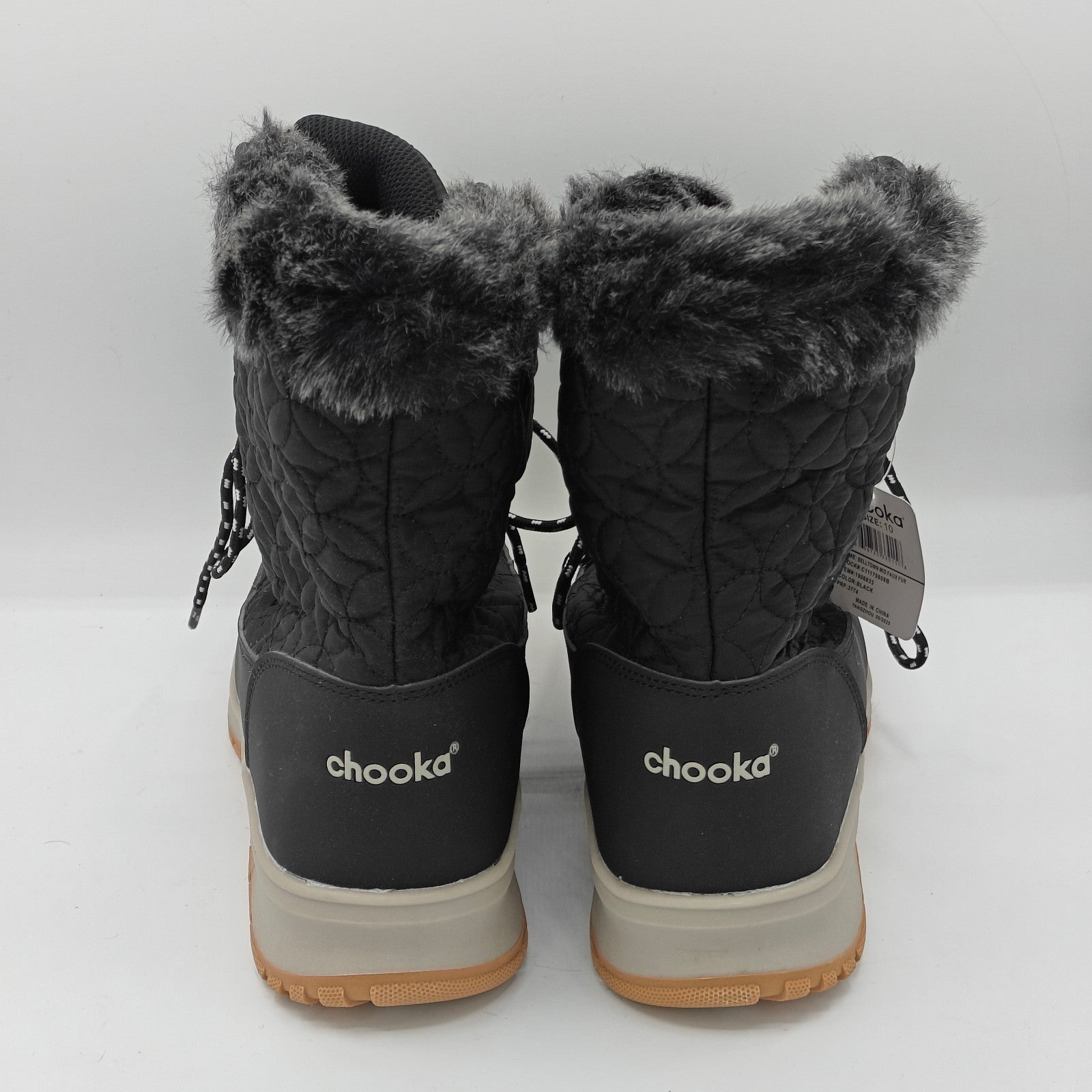 Chooka Women's Belltown Black  Mid Faux Fur Insulated Winter Snow Boots