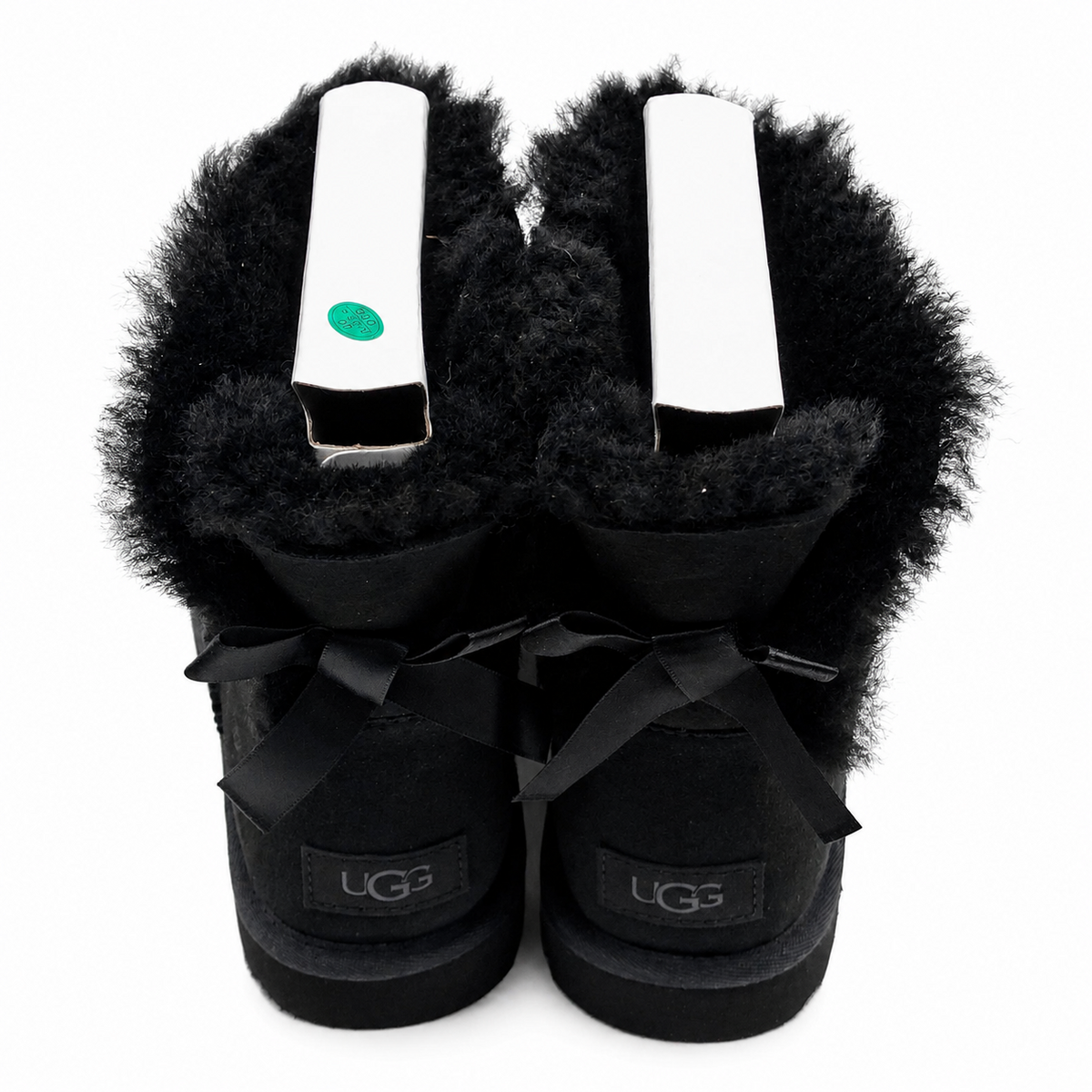 UGG Mini Bailey Bow II Women's 8 Black Sheepskin Suede Ankle Boots 1016501-BLK