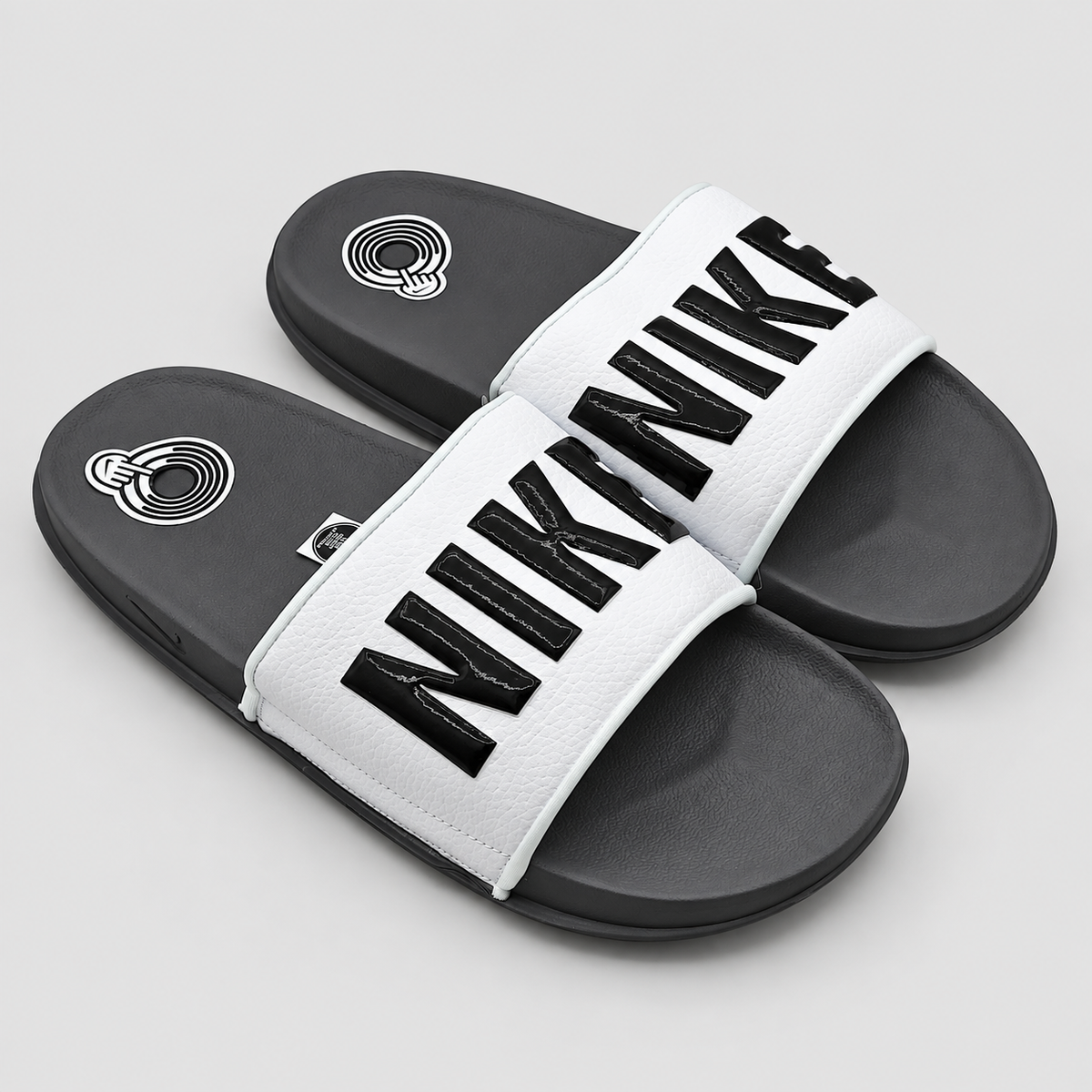 Nike Offcourt Mens Slides Size 9 Dark Grey Black White Foam Sandals BQ4639-001