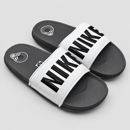 Nike Offcourt Mens Slides Size 9 Dark Grey Black White Foam Sandals BQ4639-001