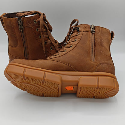 SOREL Explorer STRT Waterproof Lace Boots Leather Side Zip Velvet Tan Gum 2 9, 8