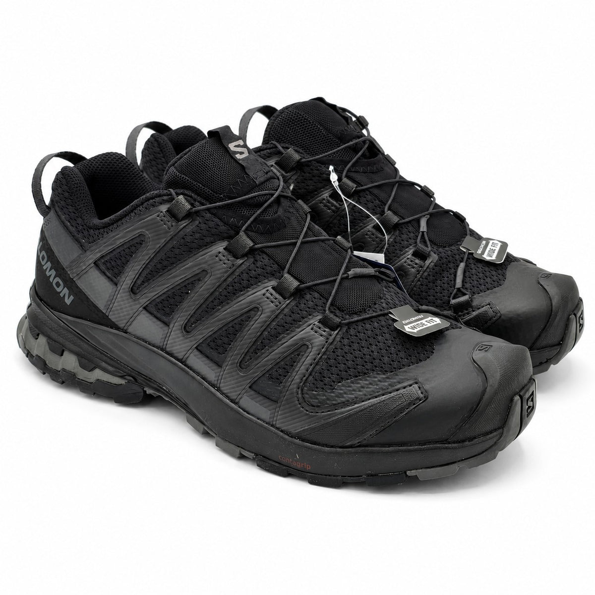 Salomon XA Pro 3D V8 Wide Men's 9.5 Black Trail Running Hiking Shoes Quicklace
